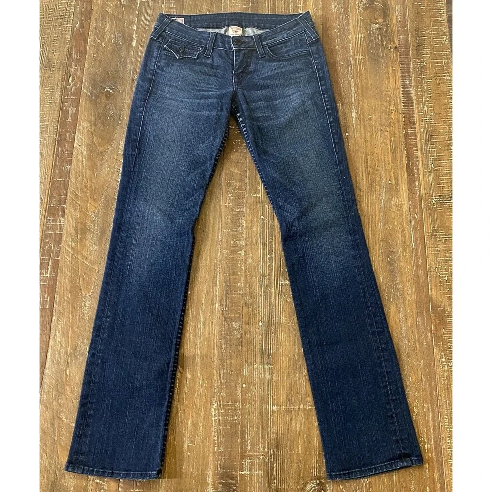 True Religion BILLY SUPER T World Tour Jeans Womens 28x32 Dark Wash USA READ - Picture 3 of 13